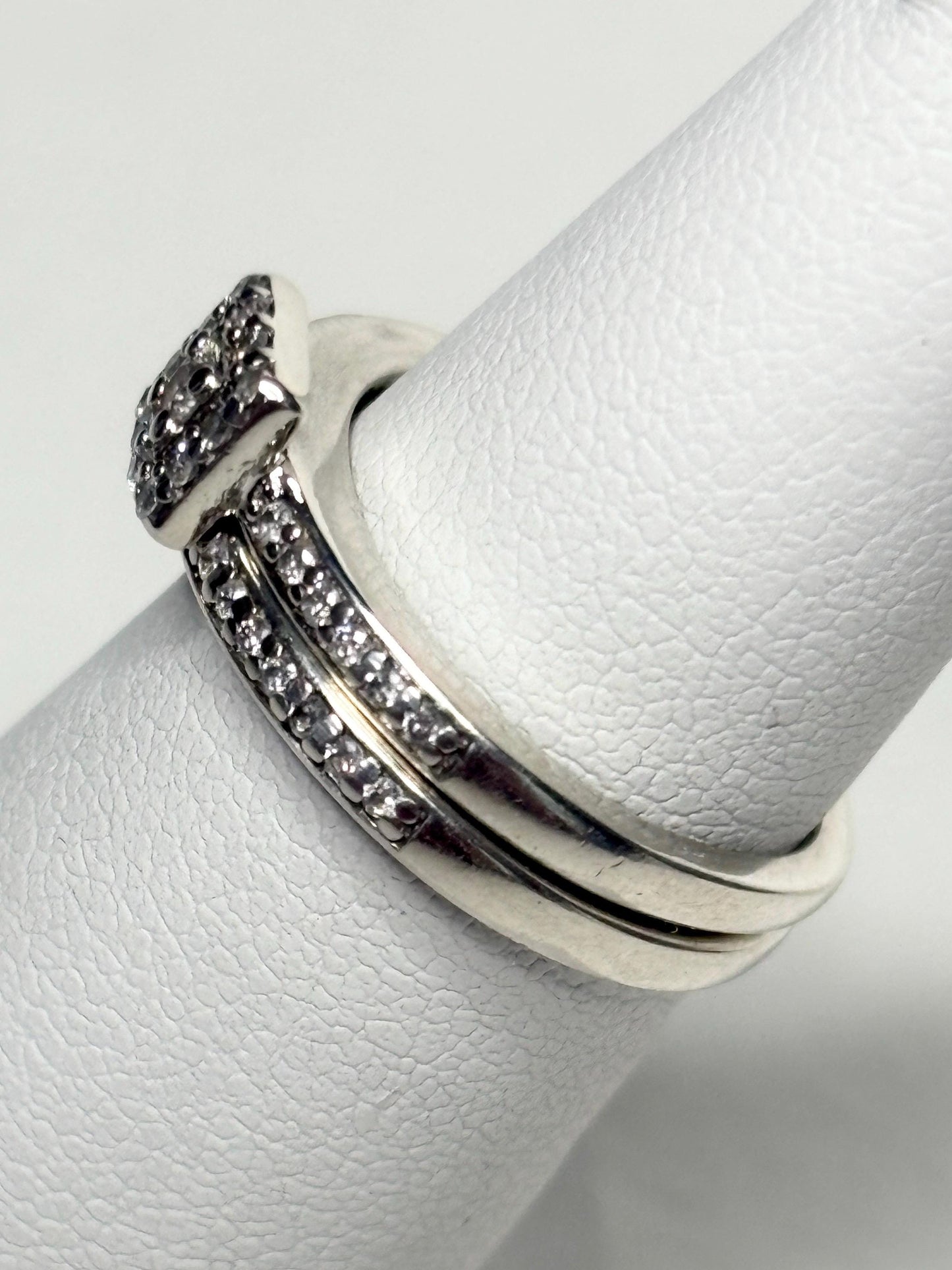 Natural Diamond Bridal SET in Sterling Silver .44ctw size 4.75 - NewLifeJewelryVault