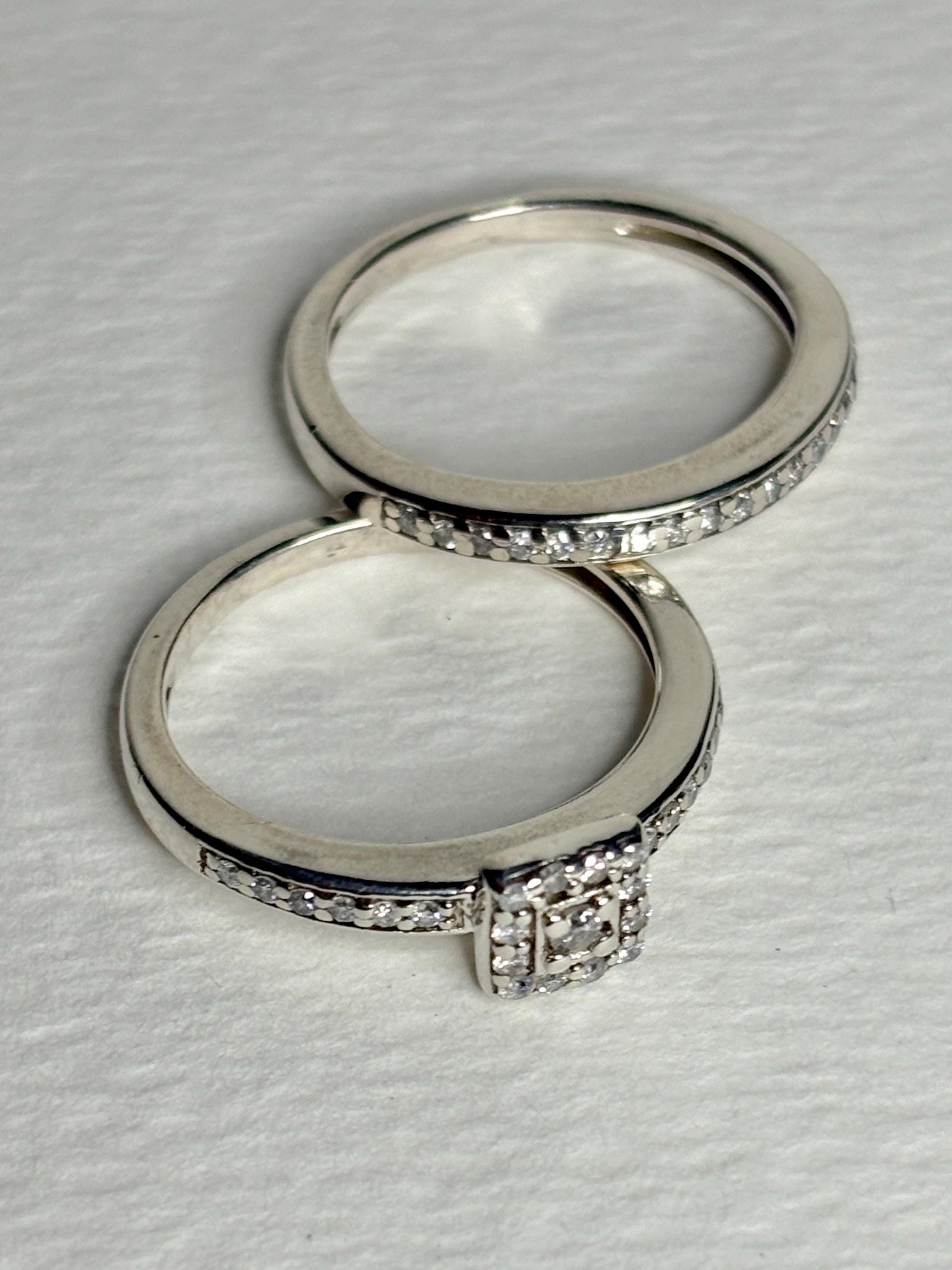 Natural Diamond Bridal SET in Sterling Silver .44ctw size 4.75 - NewLifeJewelryVault