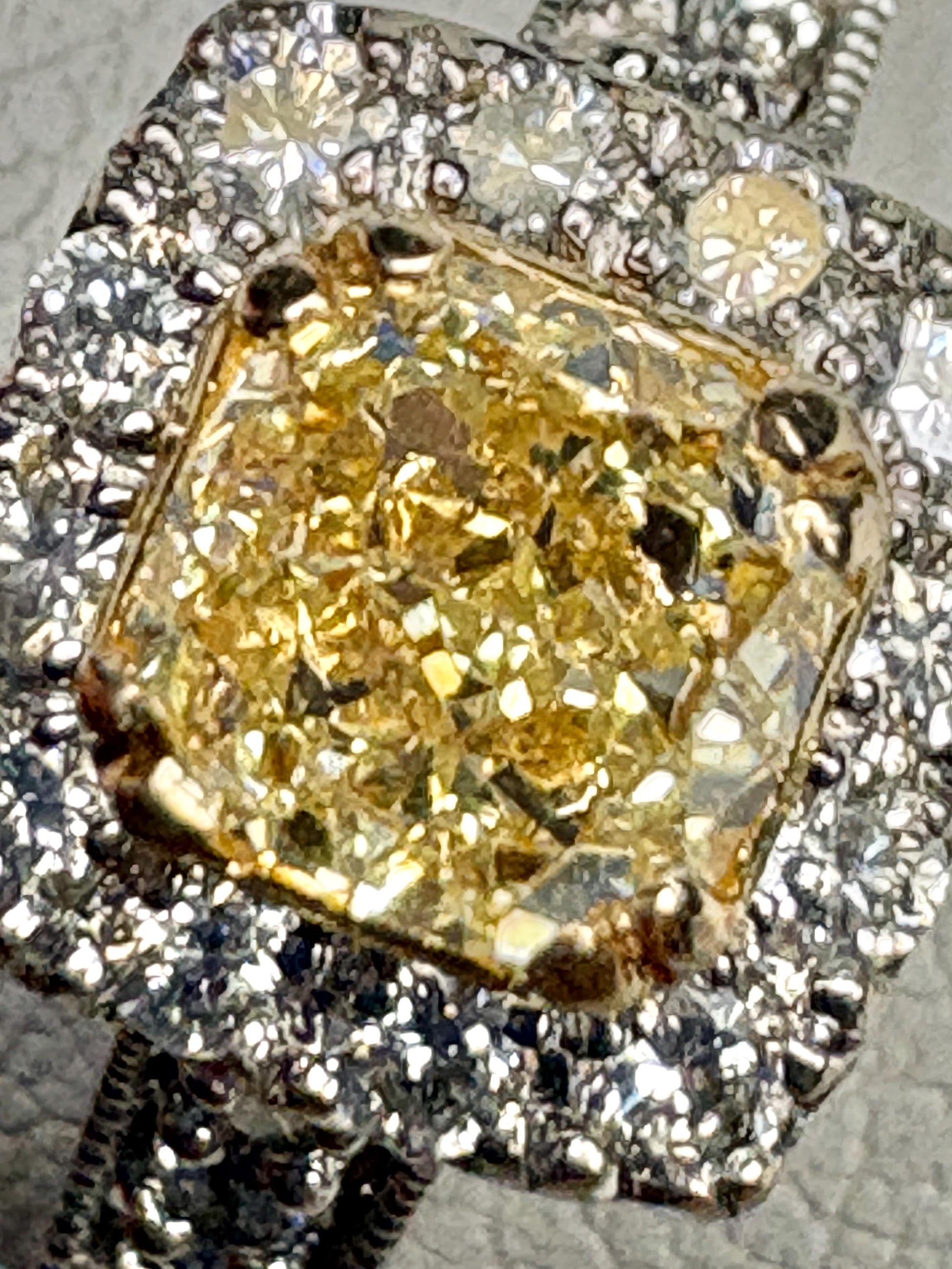 Natural Yellow Diamond Halo Ring Solid 14k Gold size 6.75 Certified - NewLifeJewelryVault