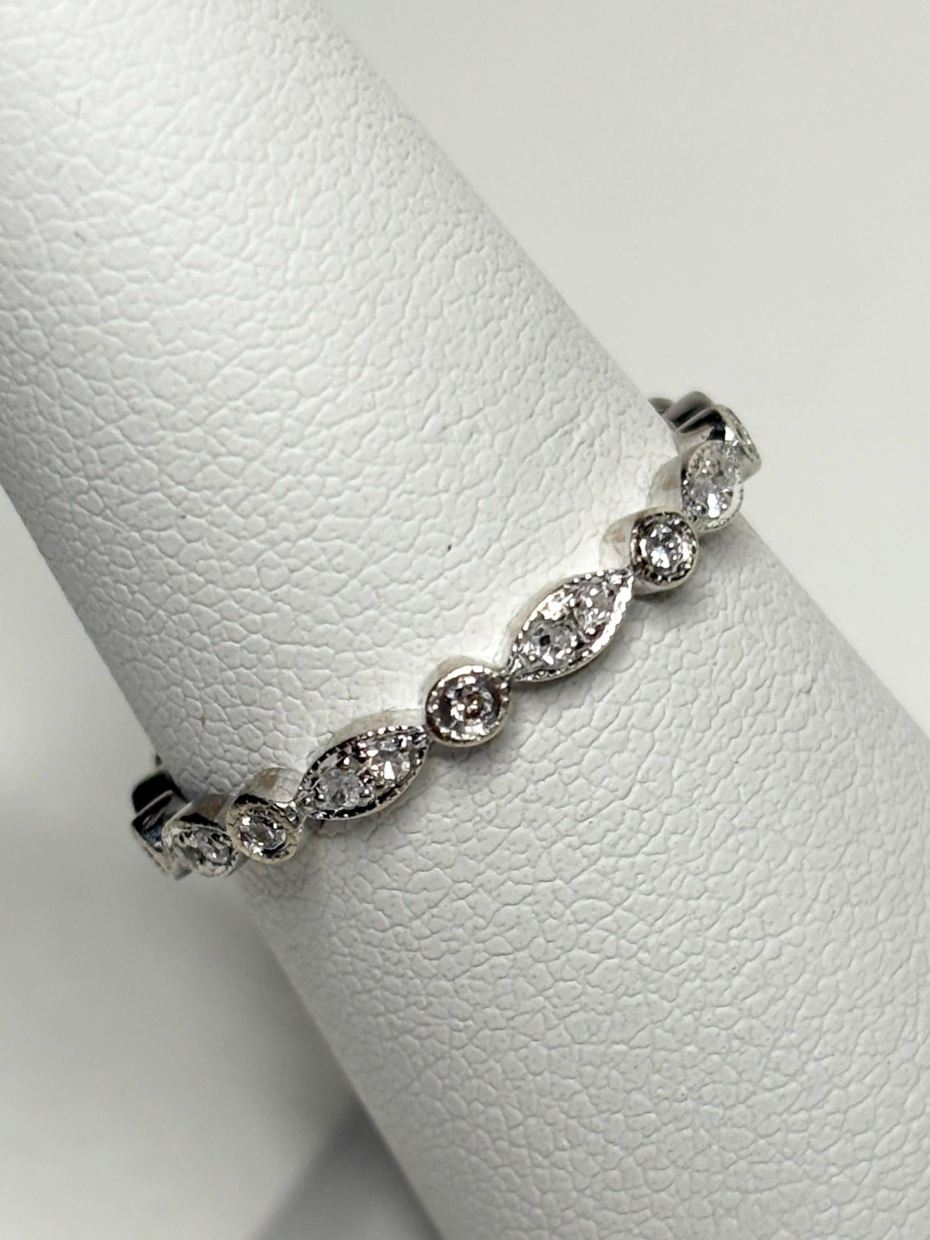 Natural Diamond Milgrain Full Eternity Band Ring Solid 14k White Gold size 6 - NewLifeJewelryVault