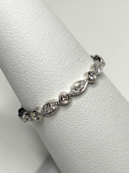 Natural Diamond Milgrain Full Eternity Band Ring Solid 14k White Gold size 6 - NewLifeJewelryVault