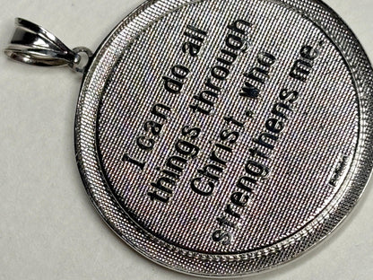 Laser Nano Bible Cross Medallion Pendant in Sterling silver - NewLifeJewelryVault