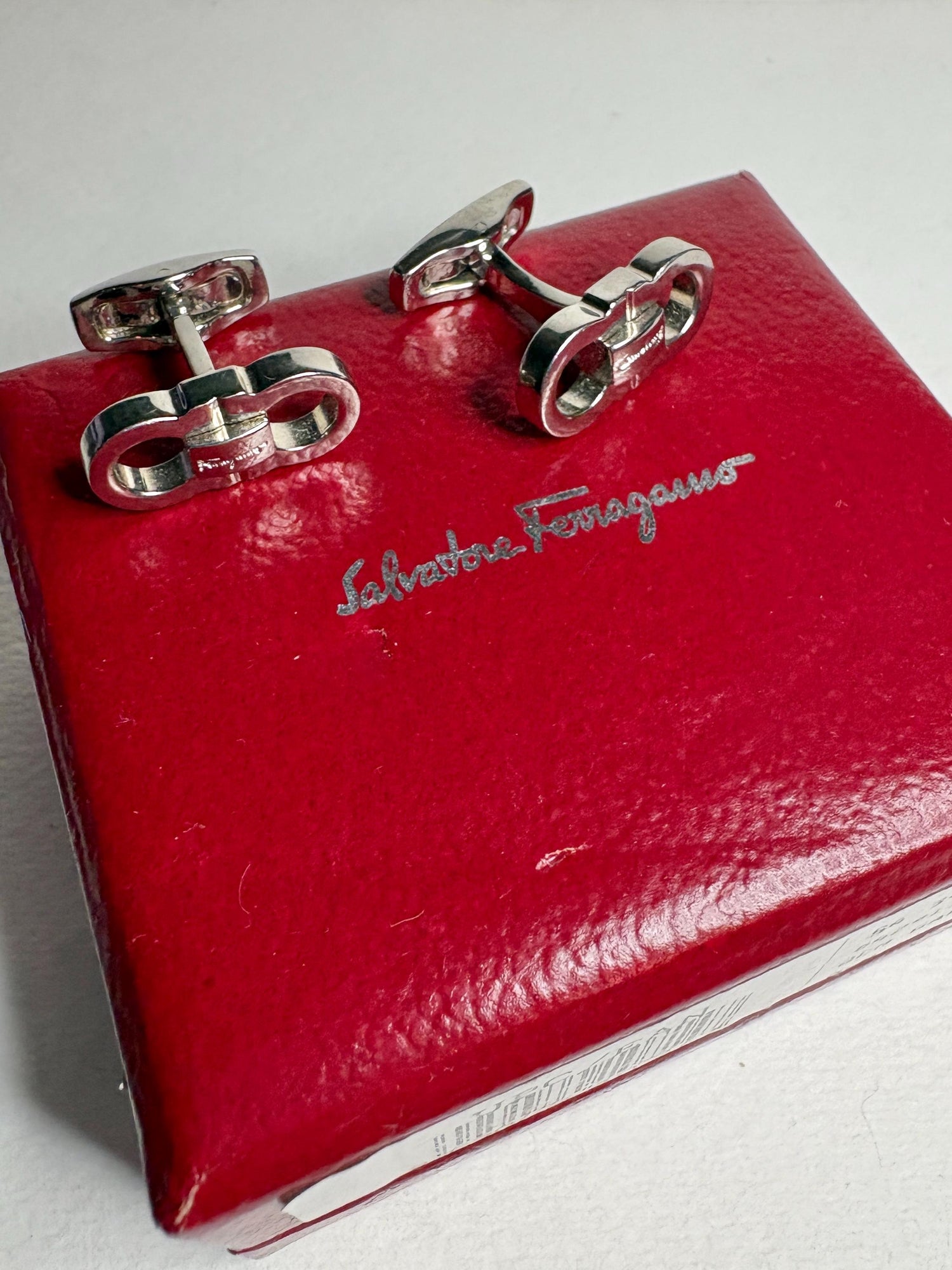 Salvatore Ferragamo Double Gancini Cuff Links Silvertone - NewLifeJewelryVault