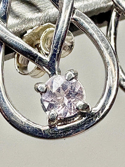 Knot Style Dangle Drop Earrings with Natural Pink Topaz Sterling Silver - NewLifeJewelryVault