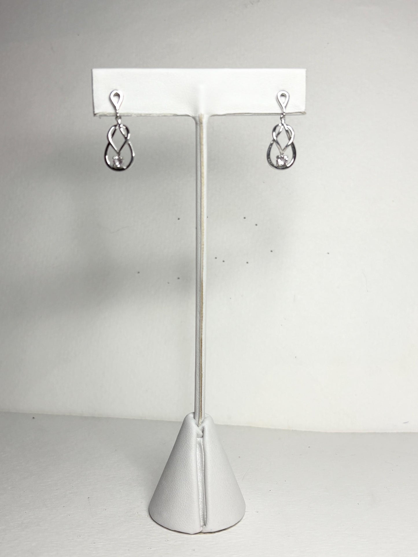 Knot Style Dangle Drop Earrings with Natural Pink Topaz Sterling Silver - NewLifeJewelryVault