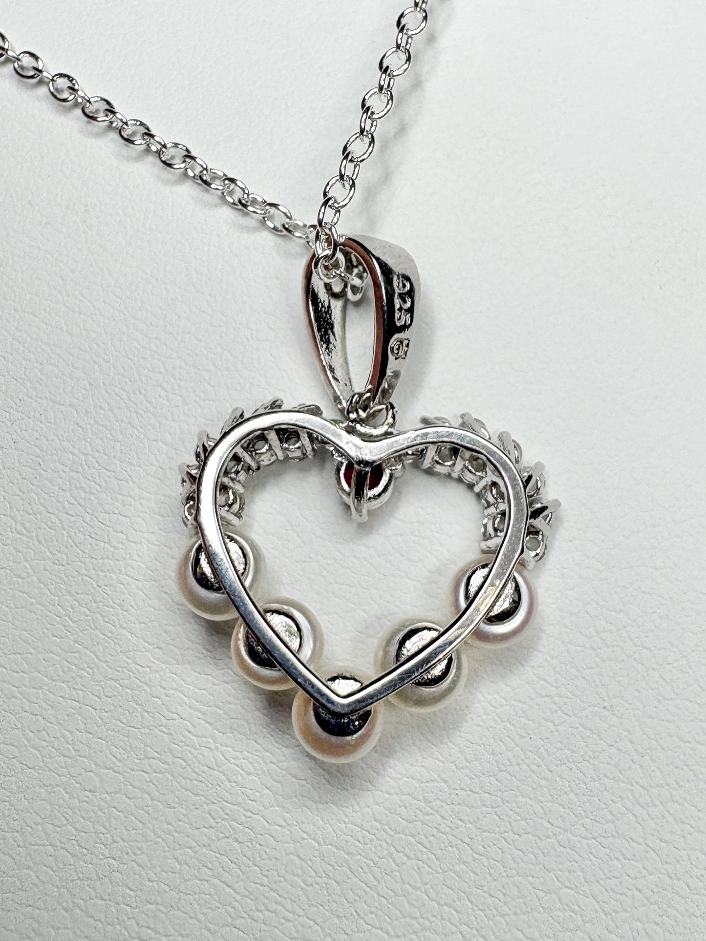 Freshwater Ruby and Topaz Heart Pendant Necklace in Sterling Silver 20" - NewLifeJewelryVault