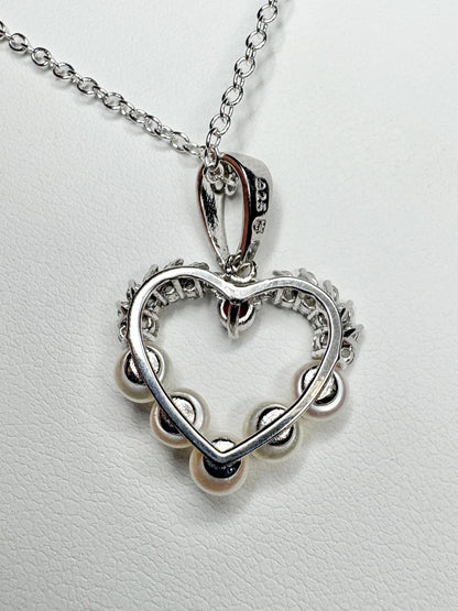 Freshwater Ruby and Topaz Heart Pendant Necklace in Sterling Silver 20" - NewLifeJewelryVault