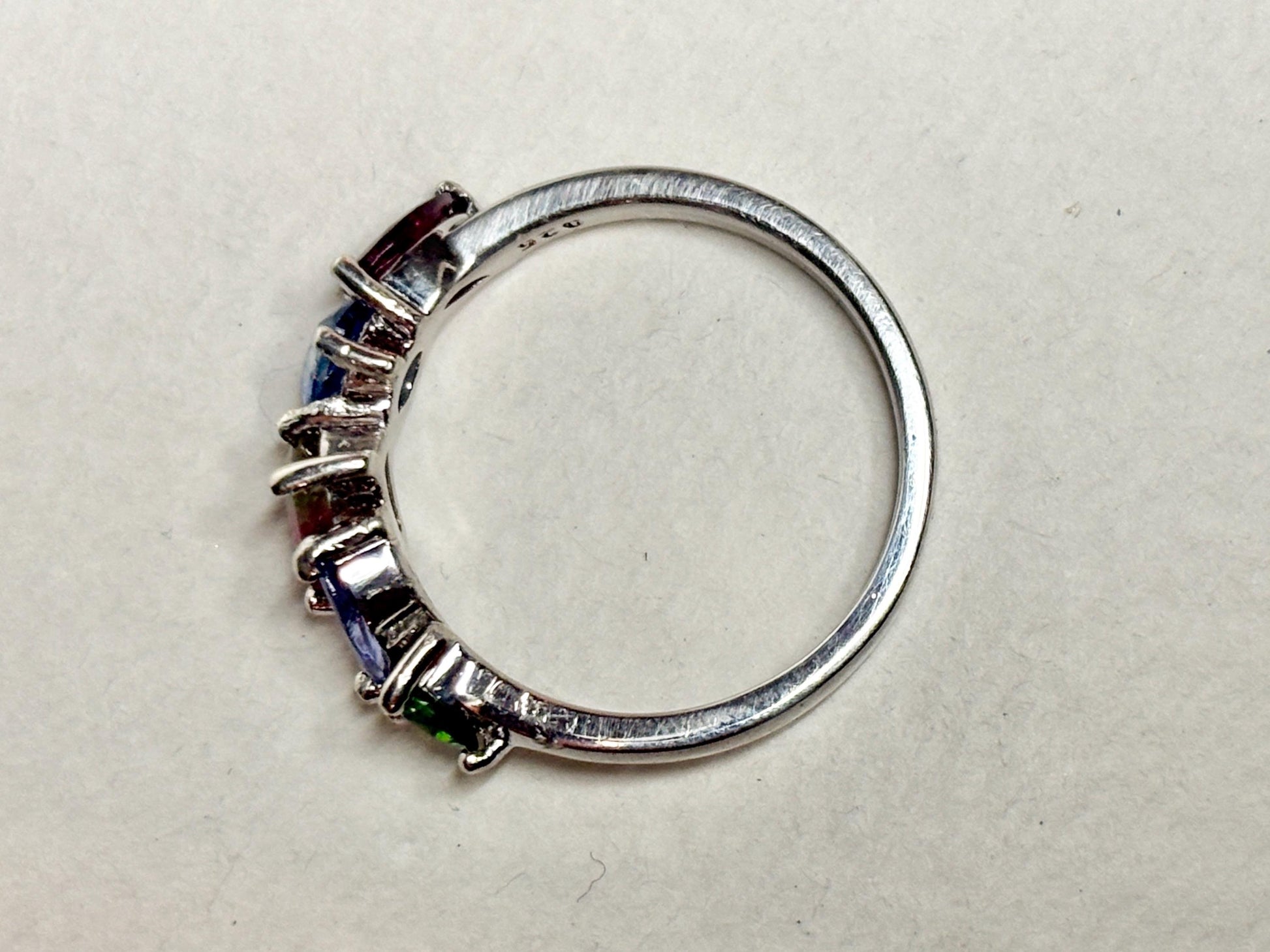 Watermelon Tourmaline Multi Gem Ring in Sterling Silver size 8 - NewLifeJewelryVault