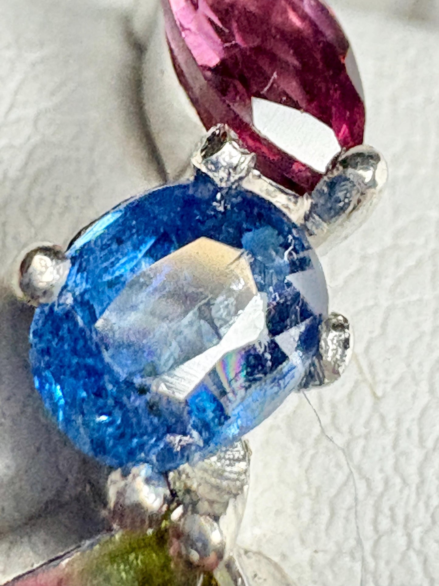 Watermelon Tourmaline Multi Gem Ring in Sterling Silver size 8 - NewLifeJewelryVault