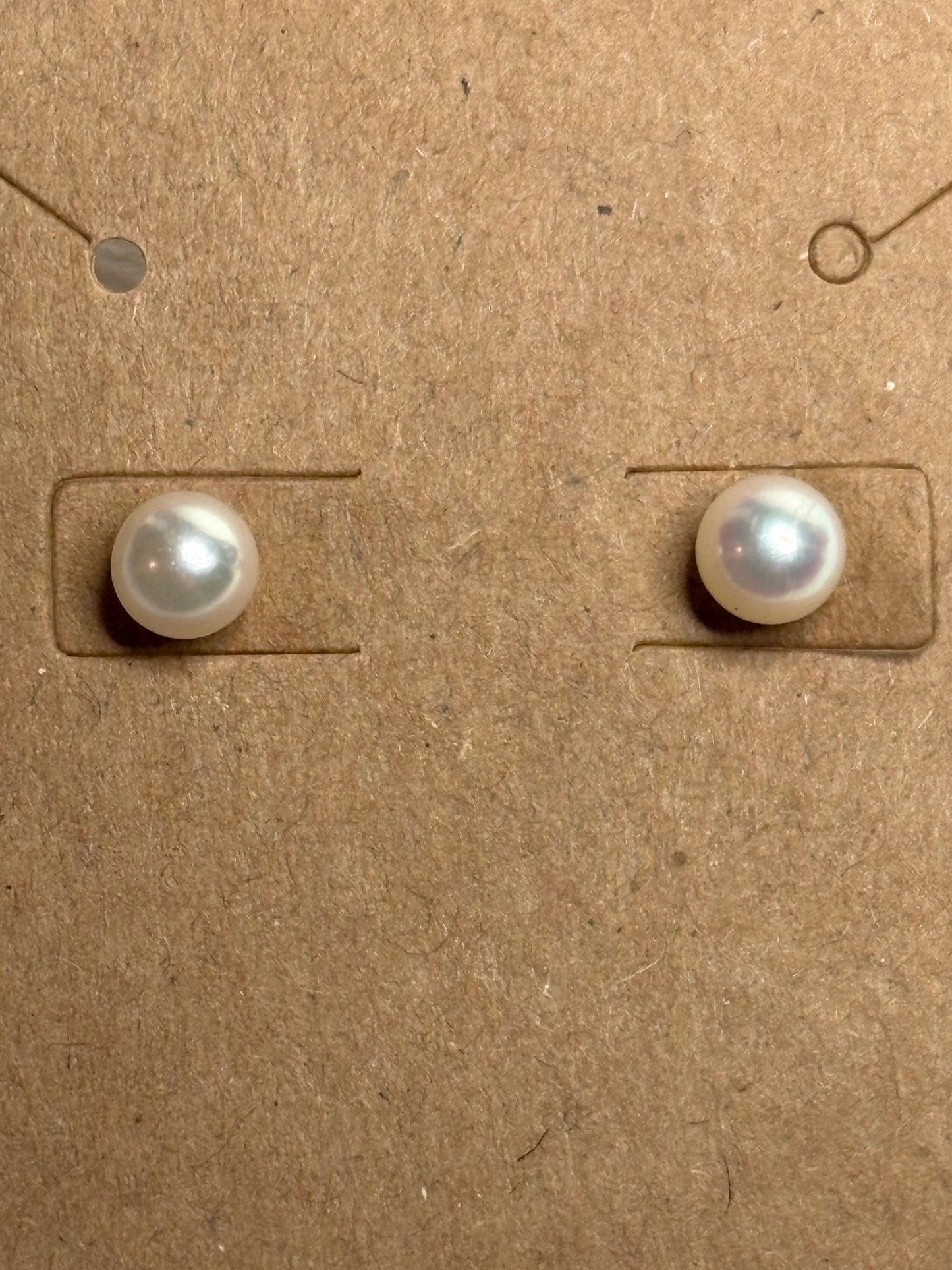 Akoya Cultured Pearl Stud Earrings in Sterling Silver 5.2mm - NewLifeJewelryVault