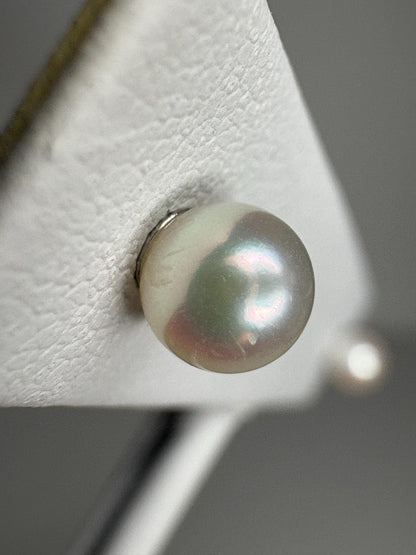 Akoya Cultured Pearl Stud Earrings in Sterling Silver 5.2mm - NewLifeJewelryVault