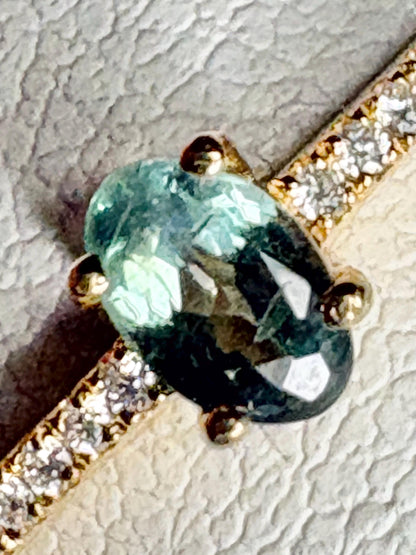 Natural Alexandrite and Diamond THIN Band Ring Solid 18k Gold size 6.5 - NewLifeJewelryVault