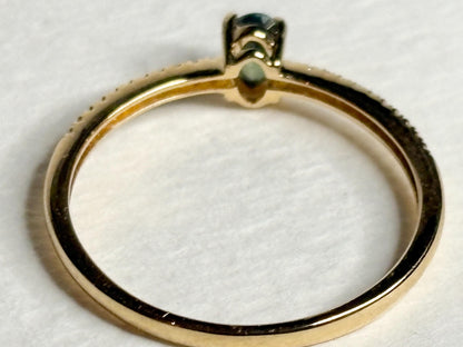 Natural Alexandrite and Diamond THIN Band Ring Solid 18k Gold size 6.5 - NewLifeJewelryVault