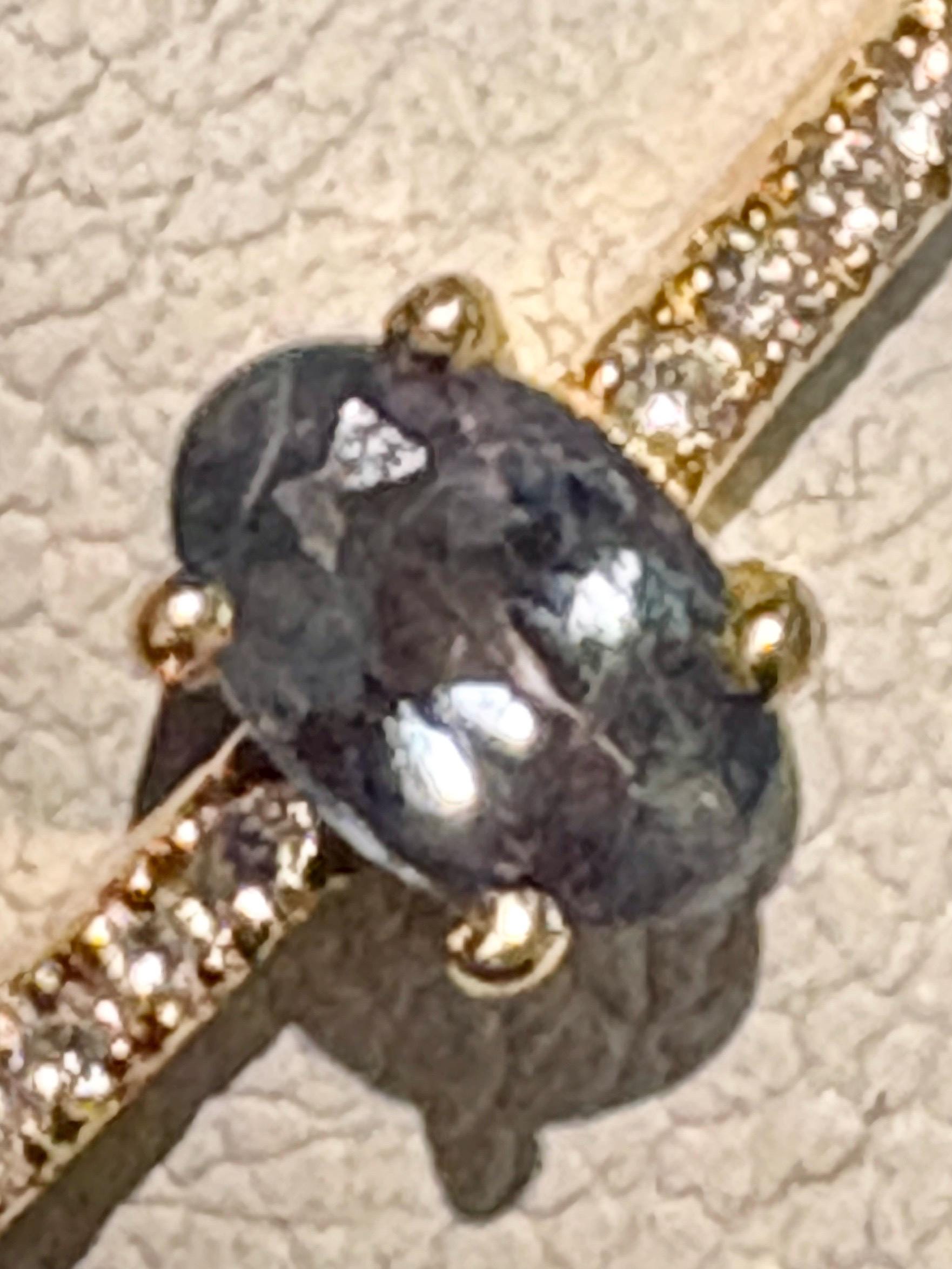 Natural Alexandrite and Diamond THIN Band Ring Solid 18k Gold size 6.5 - NewLifeJewelryVault