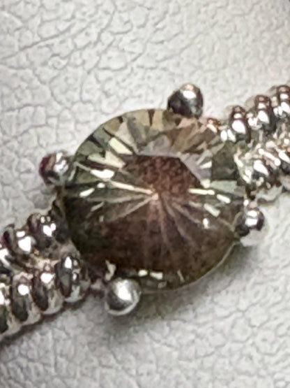 Bi-Color Dichroic Green Oregon Sunstone Braided Band Ring in Sterling Silver size 7 - NewLifeJewelryVault