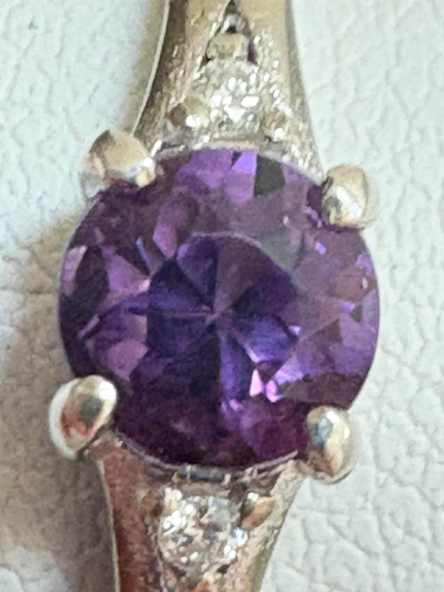 Amethyst and Diamond Ring from Four Peaks Arizona in Sterling Silver COA size 8 - NewLifeJewelryVault