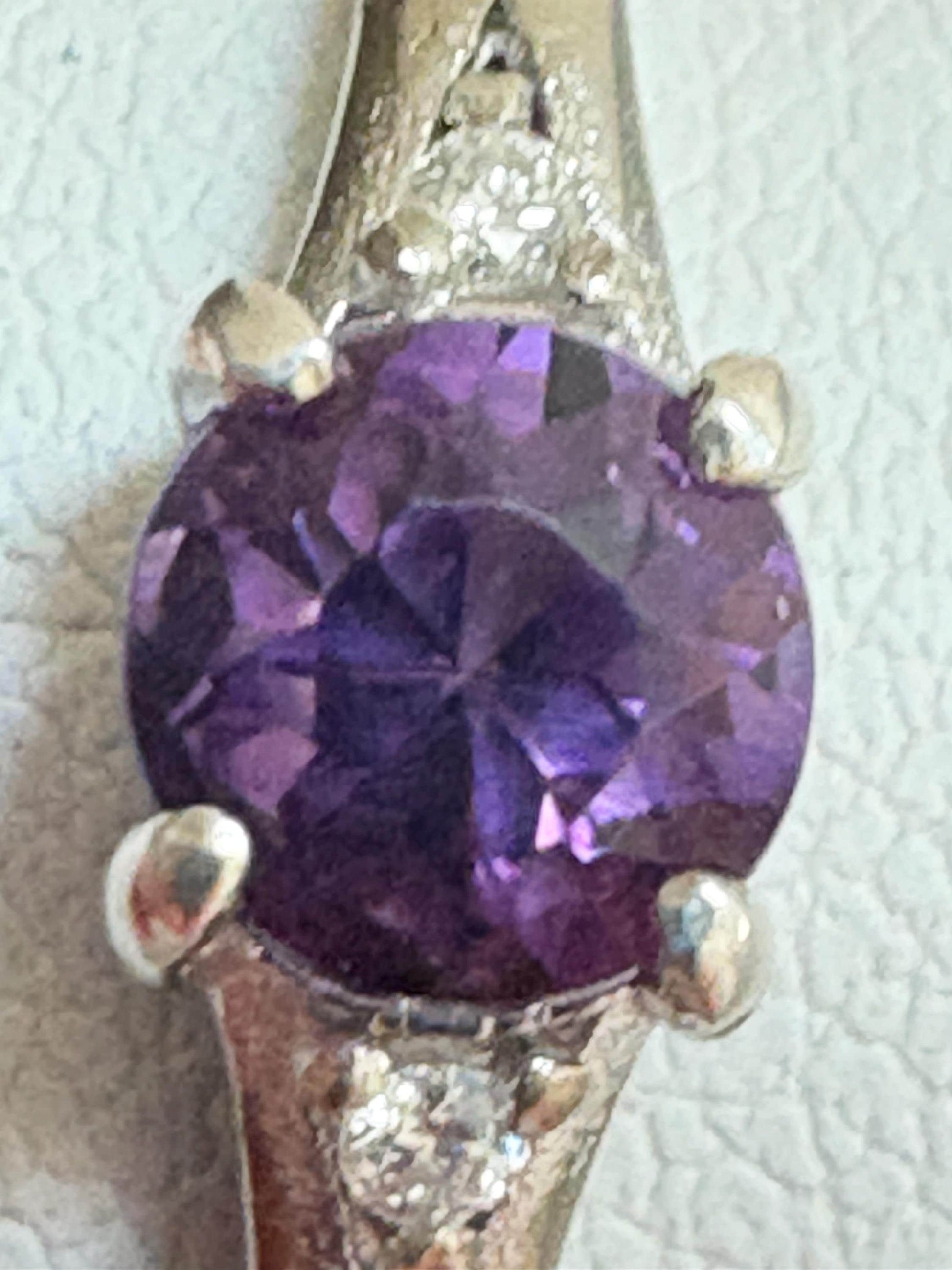 Amethyst and Diamond Ring from Four Peaks Arizona in Sterling Silver COA size 8 - NewLifeJewelryVault