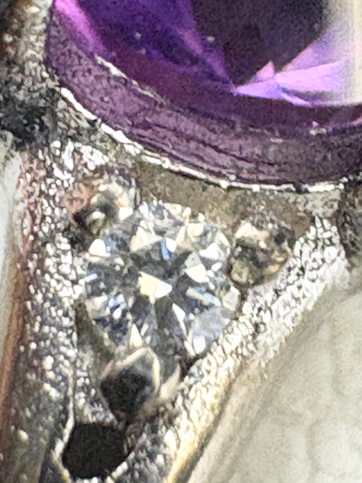 Amethyst and Diamond Ring from Four Peaks Arizona in Sterling Silver COA size 8 - NewLifeJewelryVault