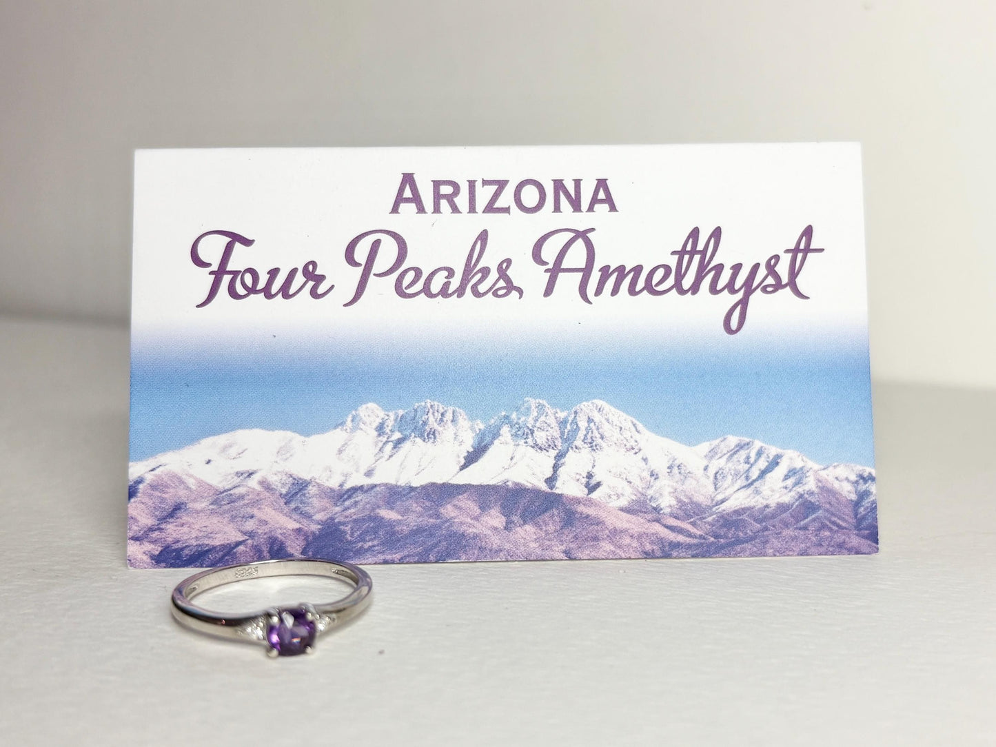 Amethyst and Diamond Ring from Four Peaks Arizona in Sterling Silver COA size 8 - NewLifeJewelryVault