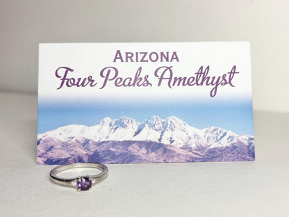 Amethyst and Diamond Ring from Four Peaks Arizona in Sterling Silver COA size 8 - NewLifeJewelryVault