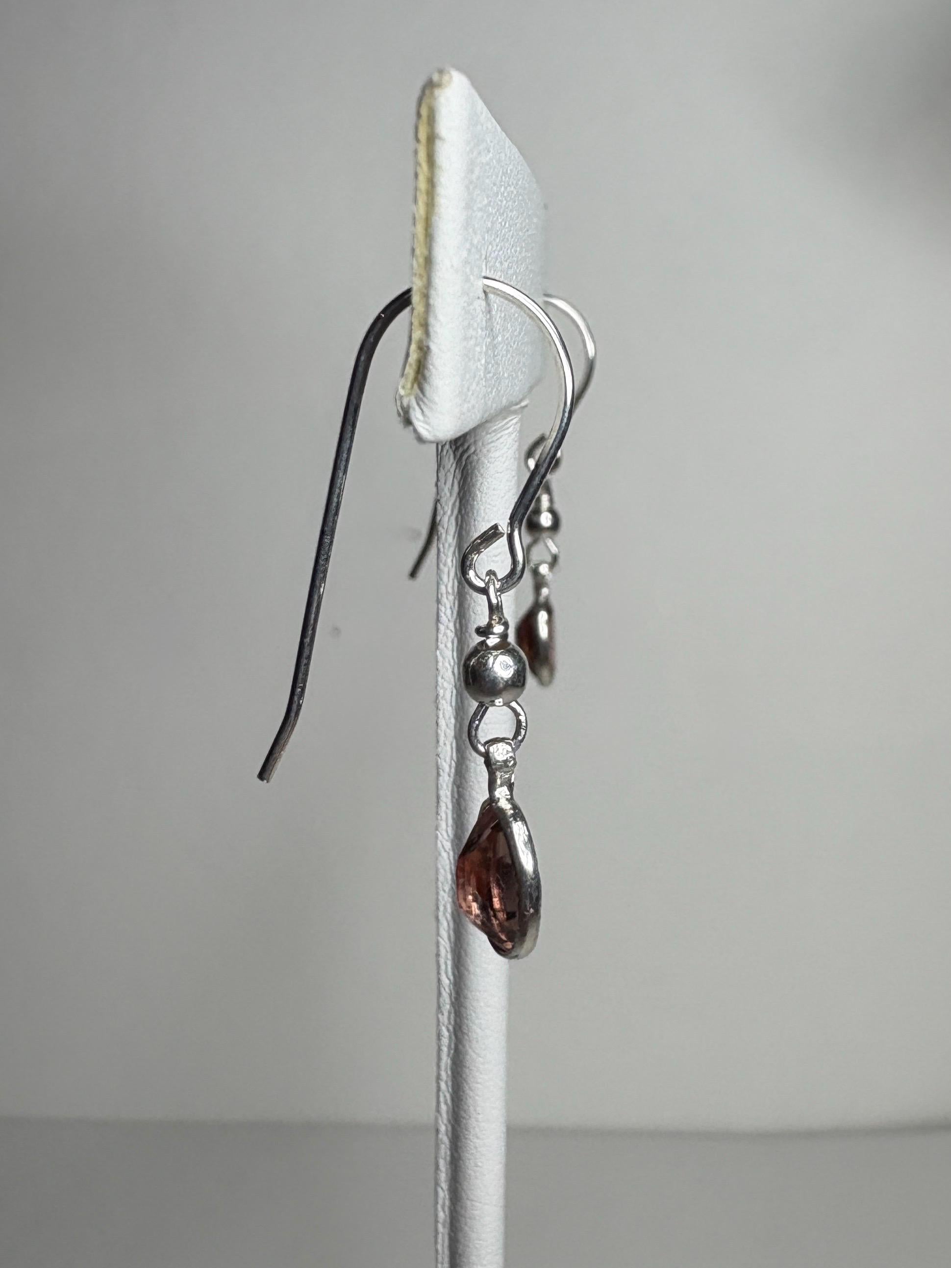 Natural Blush Pink Zircon Bezel Dangle Drop Earrings in Sterling Silver - NewLifeJewelryVault