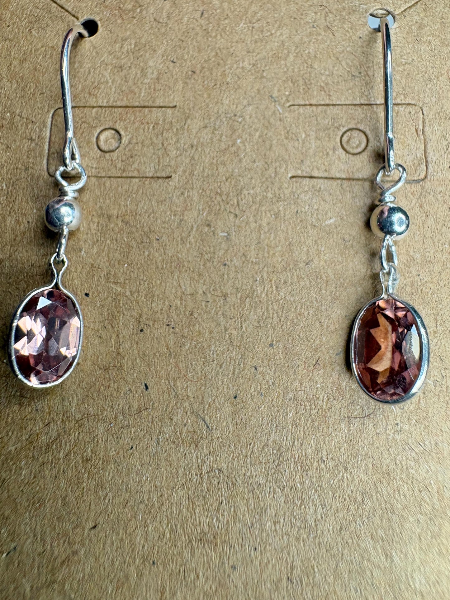 Natural Blush Pink Zircon Bezel Dangle Drop Earrings in Sterling Silver - NewLifeJewelryVault