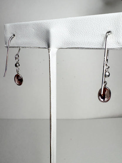 Natural Blush Pink Zircon Bezel Dangle Drop Earrings in Sterling Silver - NewLifeJewelryVault