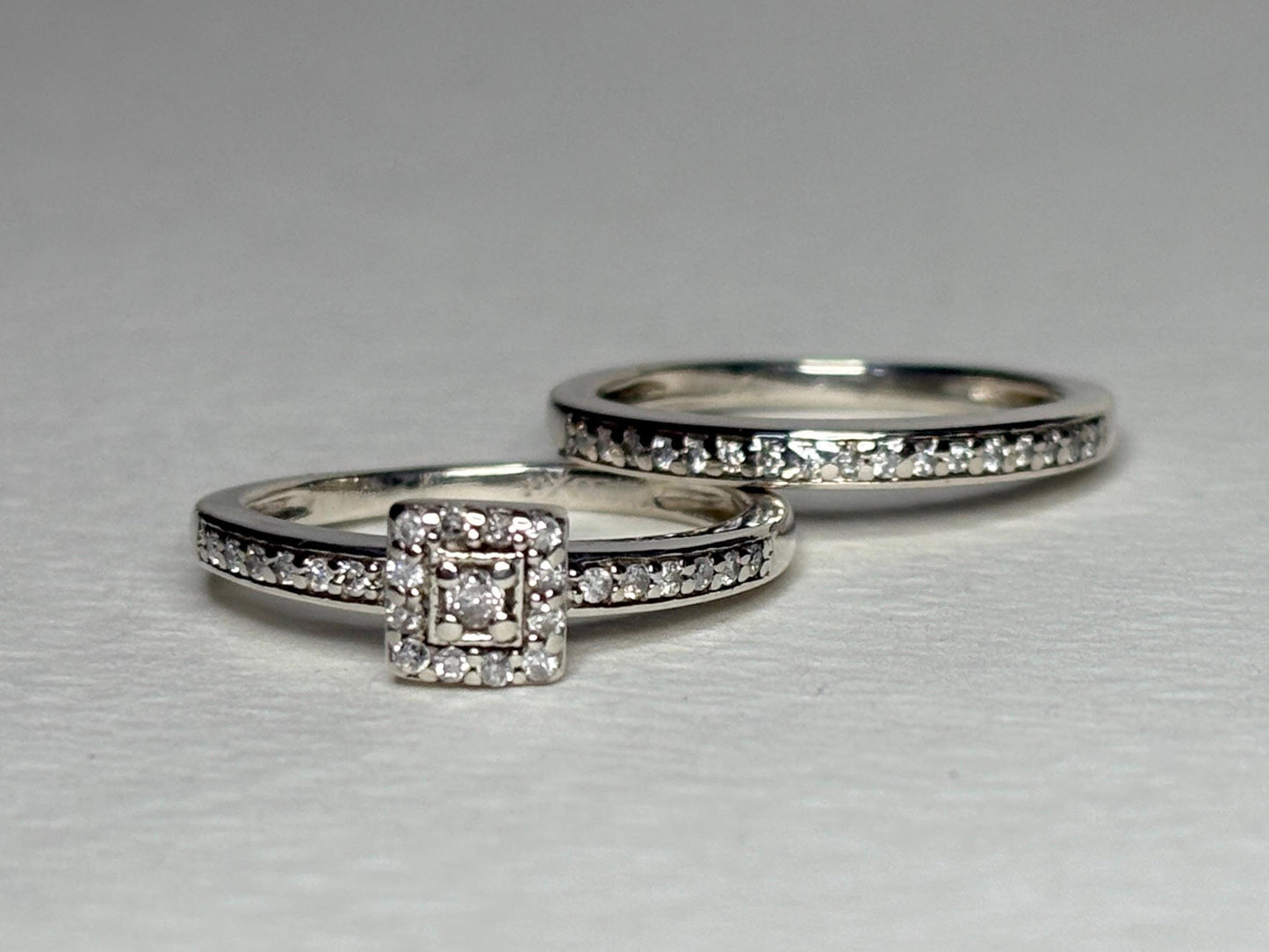 Natural Diamond Bridal SET in Sterling Silver .44ctw size 4.75 - NewLifeJewelryVault