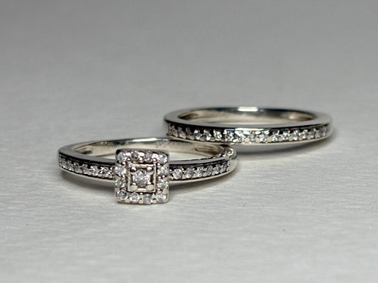 Natural Diamond Bridal SET in Sterling Silver .44ctw size 4.75 - NewLifeJewelryVault