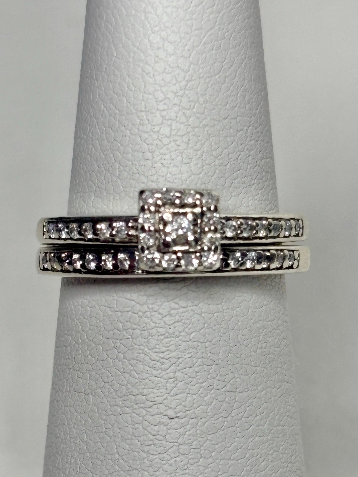 Natural Diamond Bridal SET in Sterling Silver .44ctw size 4.75 - NewLifeJewelryVault