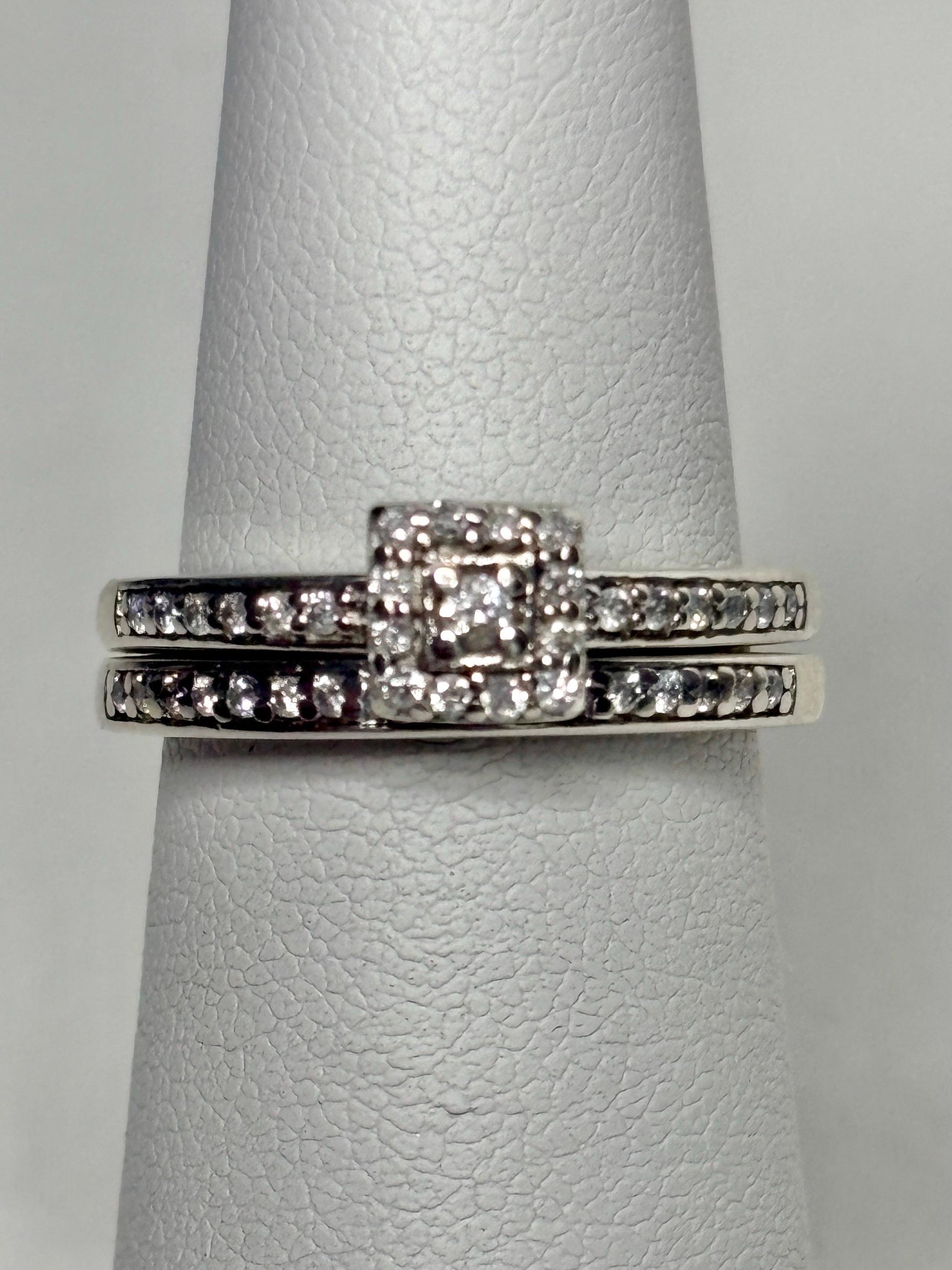 Natural Diamond Bridal SET in Sterling Silver .44ctw size 4.75 - NewLifeJewelryVault