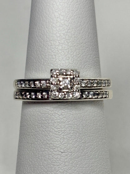Natural Diamond Bridal SET in Sterling Silver .44ctw size 4.75 - NewLifeJewelryVault