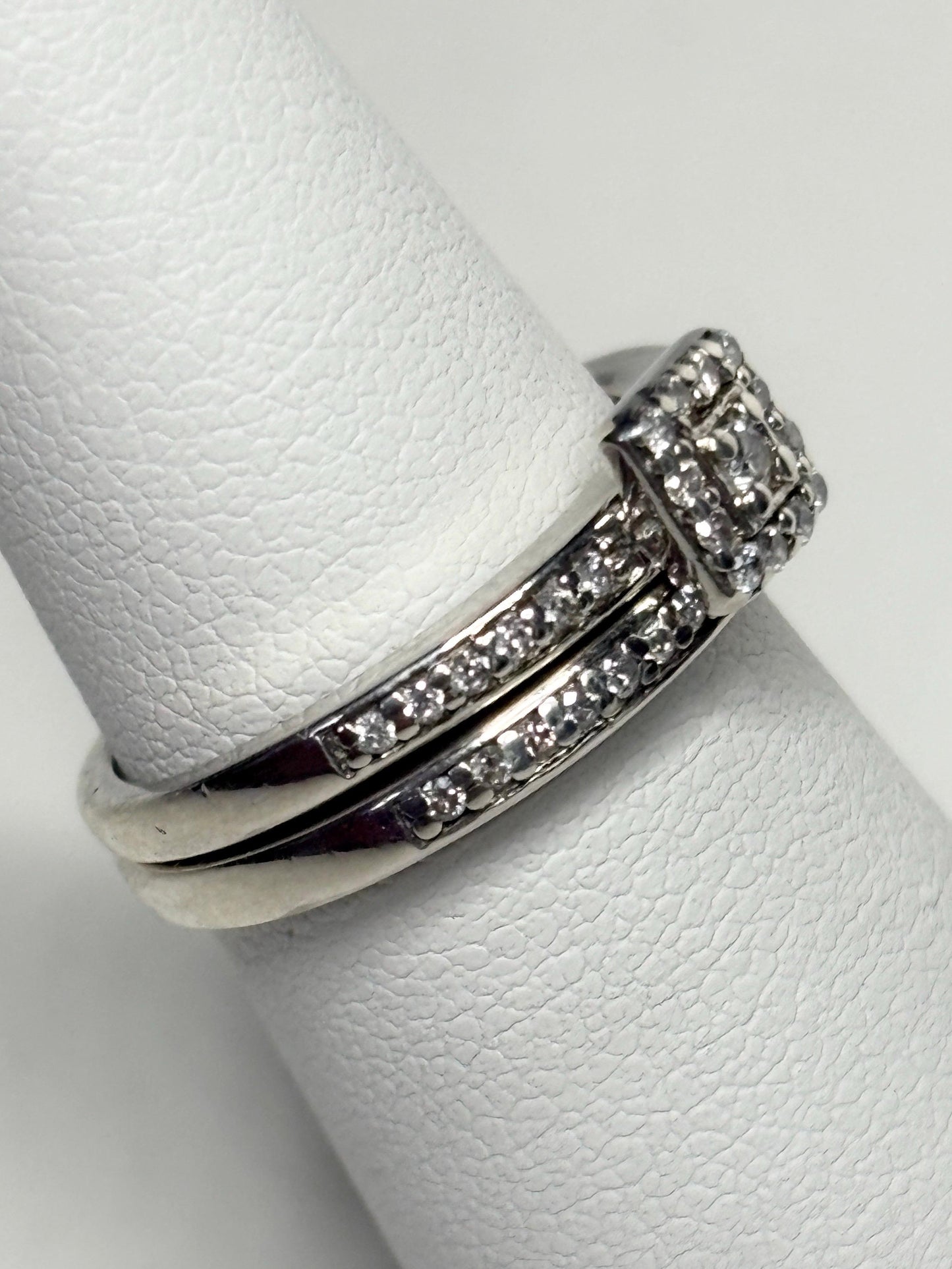 Natural Diamond Bridal SET in Sterling Silver .44ctw size 4.75 - NewLifeJewelryVault
