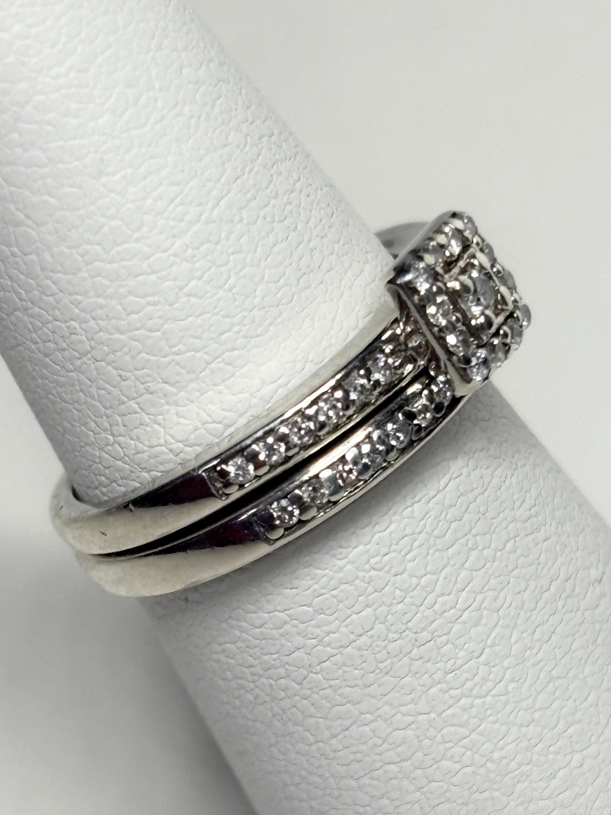 Natural Diamond Bridal SET in Sterling Silver .44ctw size 4.75 - NewLifeJewelryVault