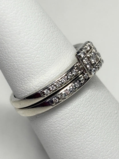 Natural Diamond Bridal SET in Sterling Silver .44ctw size 4.75 - NewLifeJewelryVault