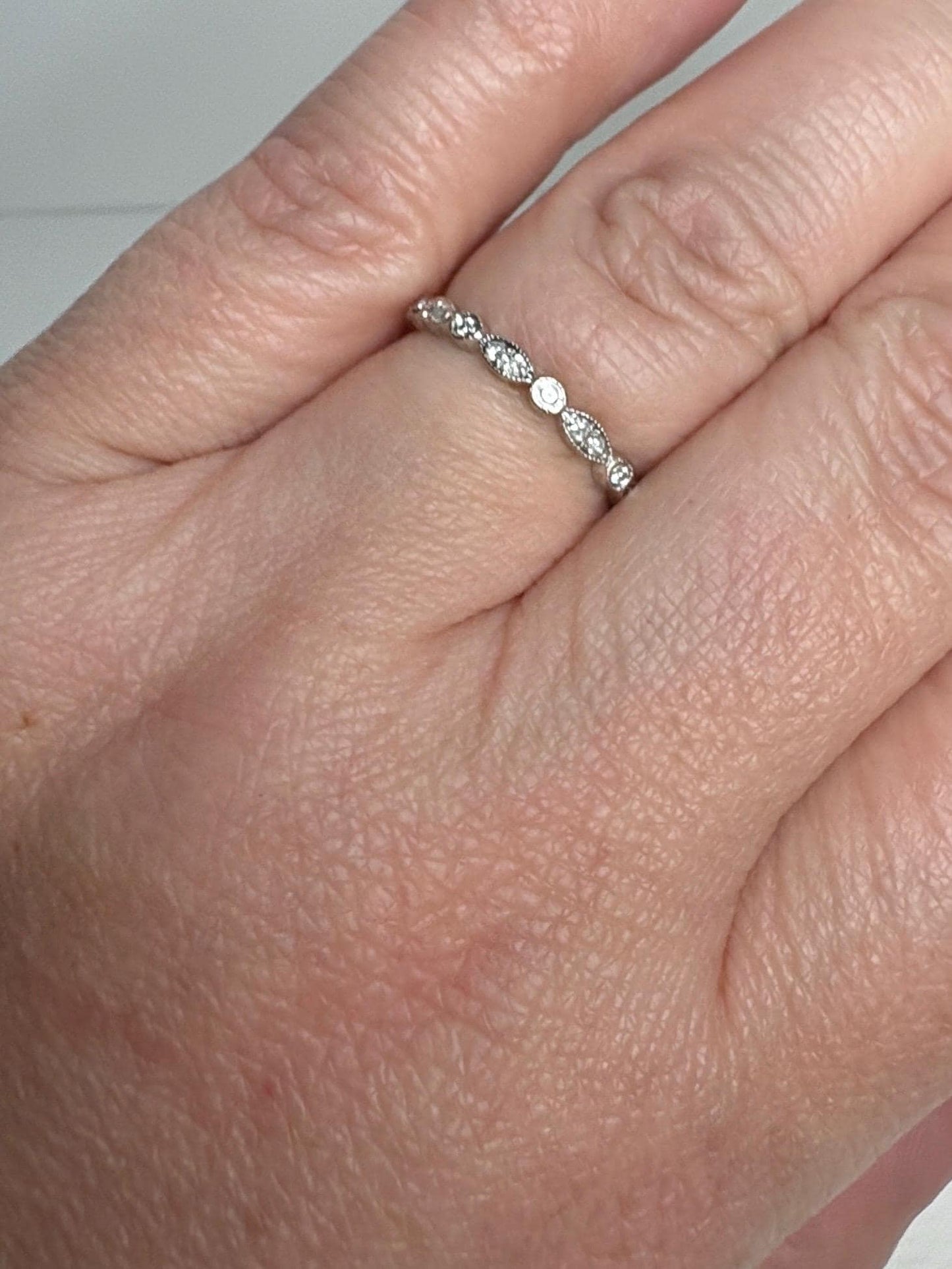 Natural Diamond Milgrain Full Eternity Band Ring Solid 14k White Gold size 6 - NewLifeJewelryVault