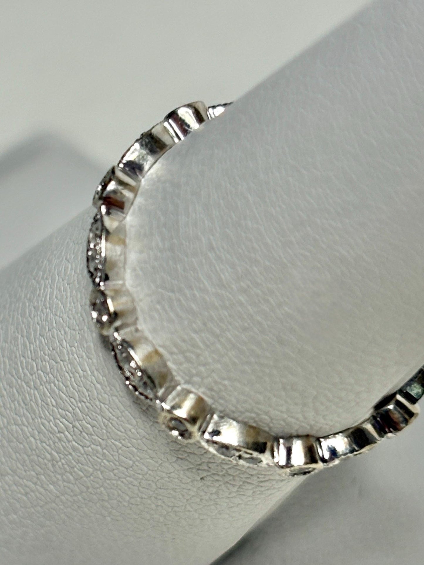 Natural Diamond Milgrain Full Eternity Band Ring Solid 14k White Gold size 6 - NewLifeJewelryVault