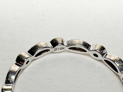 Natural Diamond Milgrain Full Eternity Band Ring Solid 14k White Gold size 6 - NewLifeJewelryVault