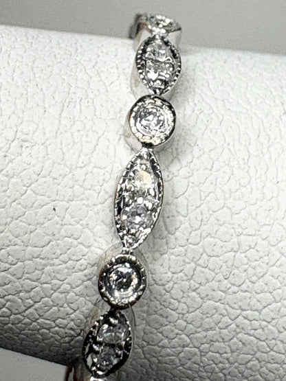 Natural Diamond Milgrain Full Eternity Band Ring Solid 14k White Gold size 6 - NewLifeJewelryVault
