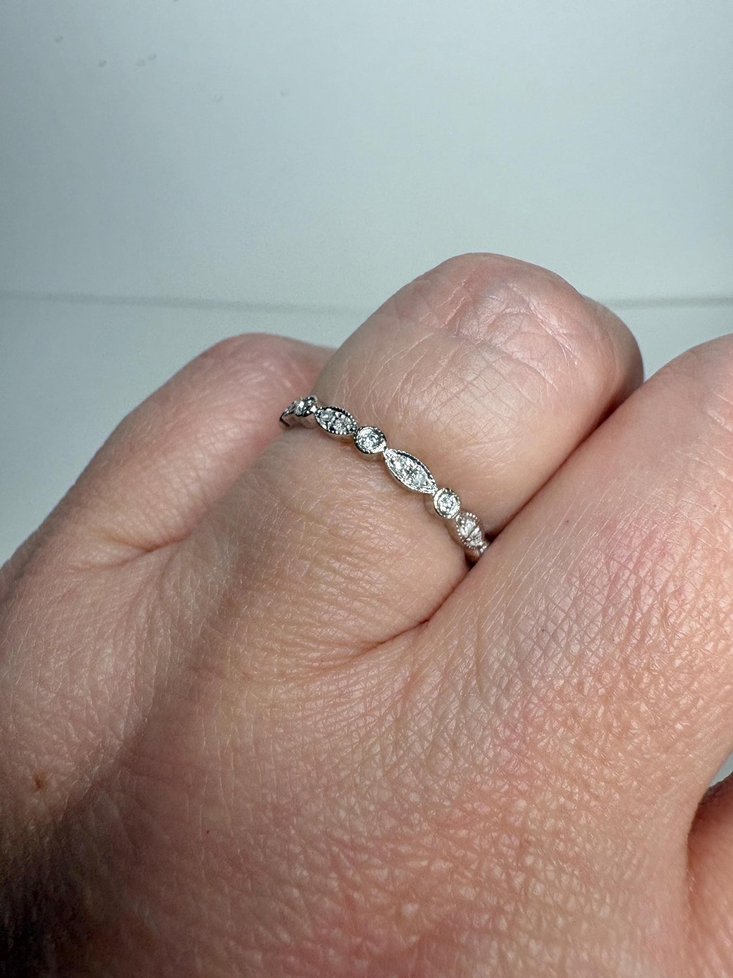 Natural Diamond Milgrain Full Eternity Band Ring Solid 14k White Gold size 6 - NewLifeJewelryVault