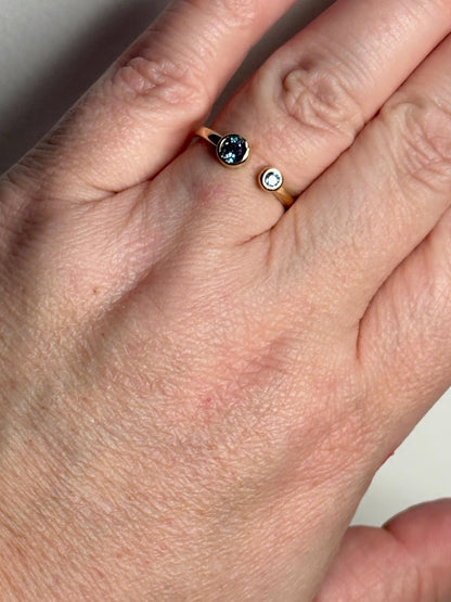 Lab Grown Alexandrite Chrysoberyl Bezel Set Open Stackable Ring Solid 10k size 7.5 - NewLifeJewelryVault