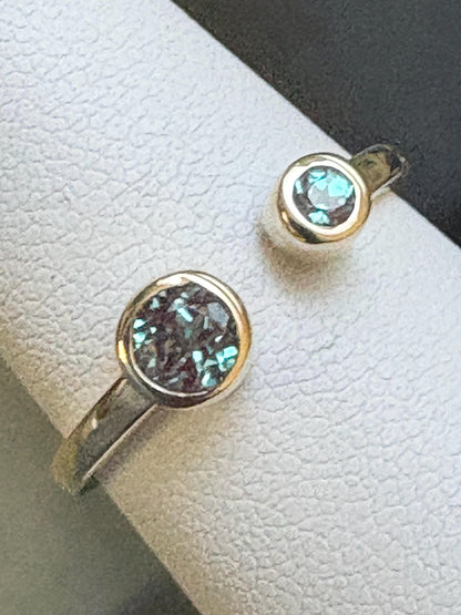 Lab Grown Alexandrite Chrysoberyl Bezel Set Open Stackable Ring Solid 10k size 7.5 - NewLifeJewelryVault
