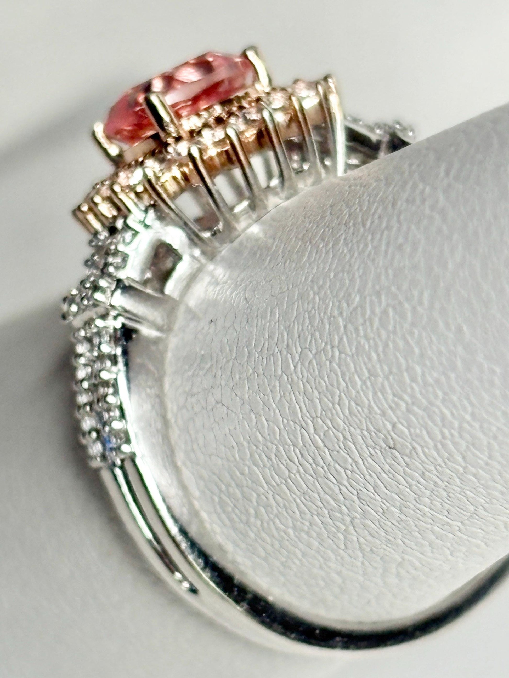 Simulated Morganite Halo Ring in Sterling Silver size 6.75 - NewLifeJewelryVault