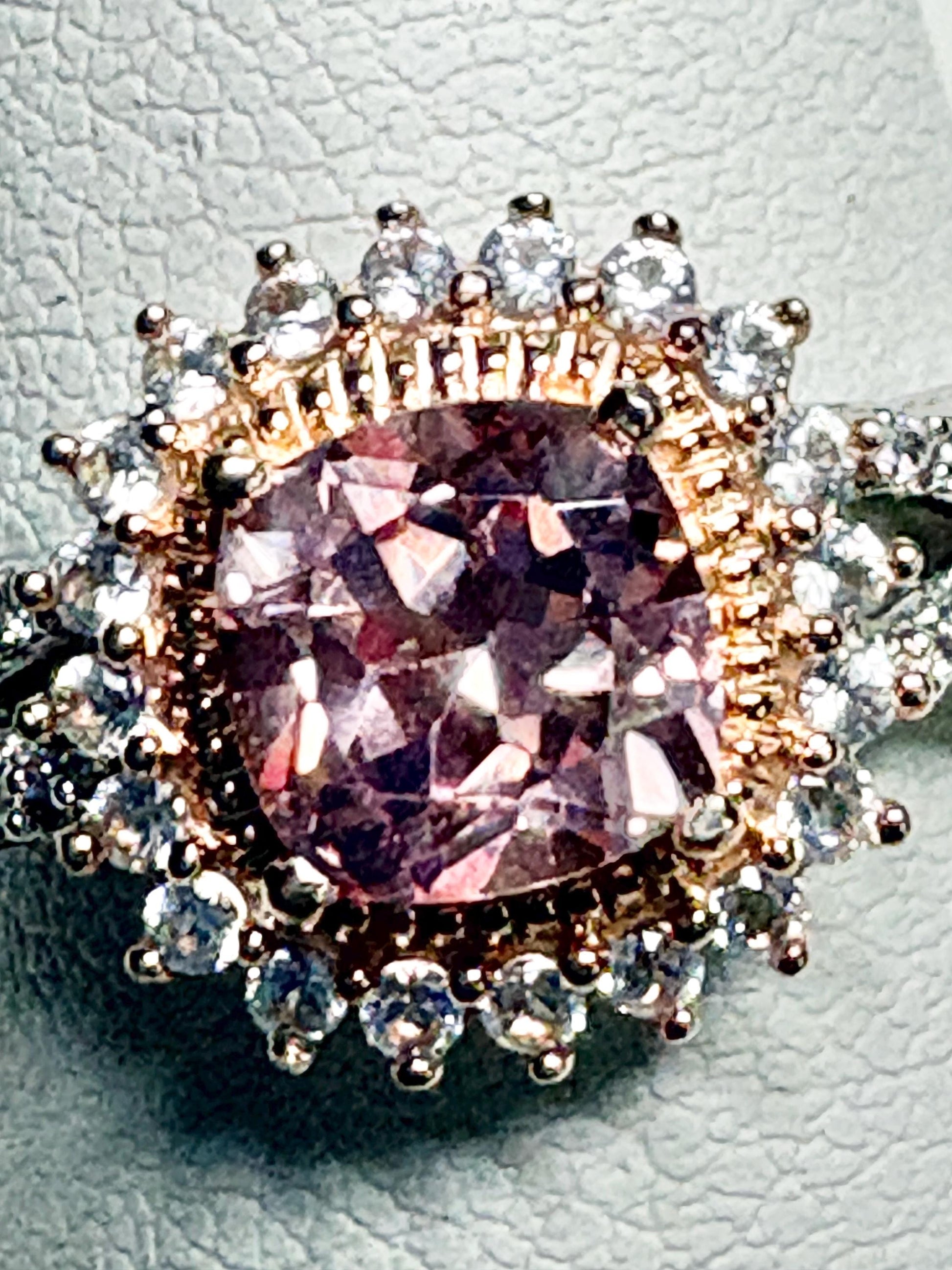 Simulated Morganite Halo Ring in Sterling Silver size 6.75 - NewLifeJewelryVault