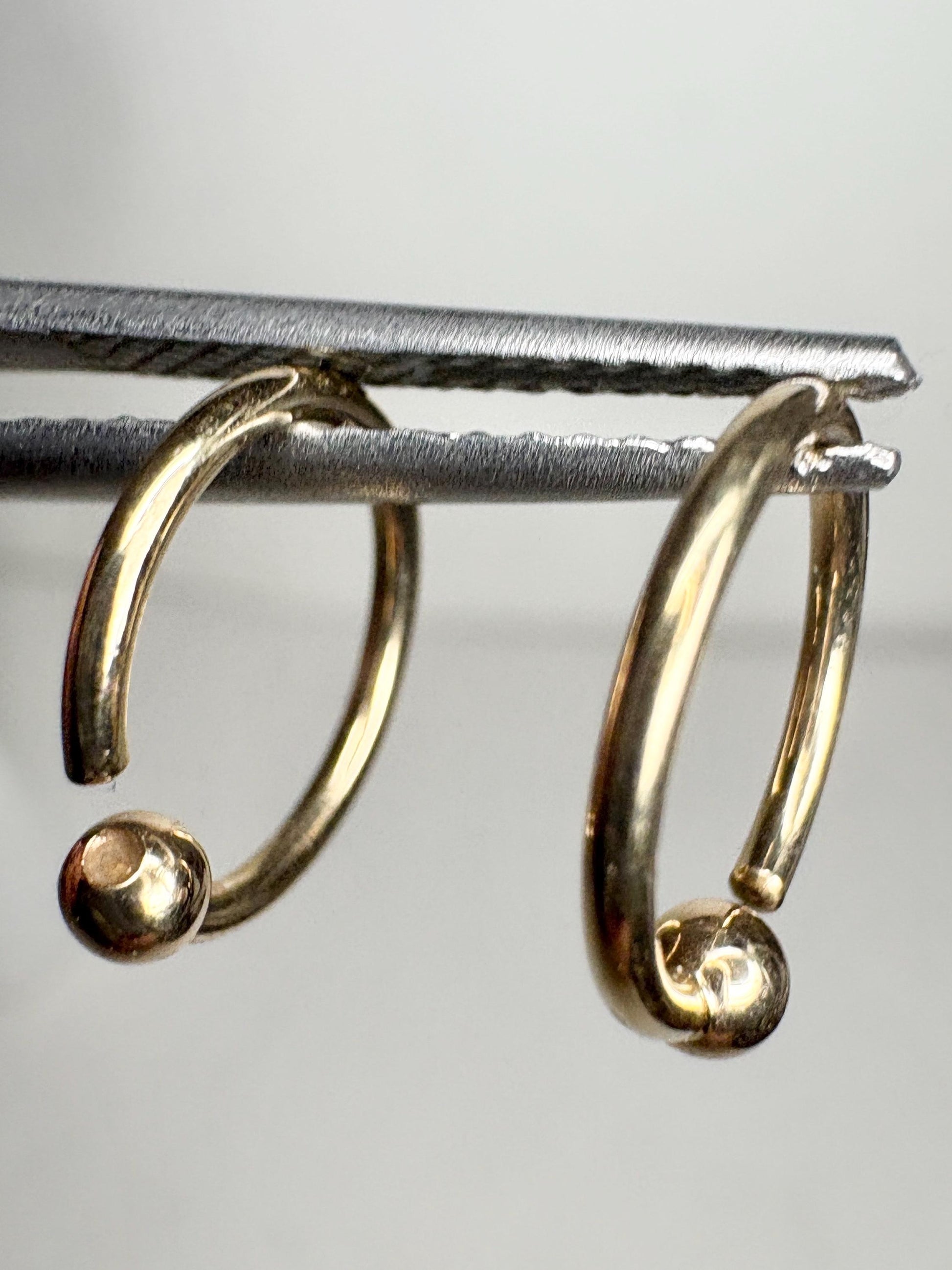 Solid 14k Hoop Piercing 17 gauge 3mm Ball Earring 12.5mm Diameter Tragus Helix - NewLifeJewelryVault