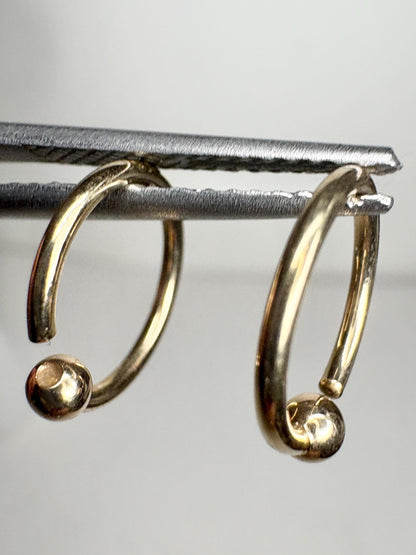 Solid 14k Hoop Piercing 17 gauge 3mm Ball Earring 12.5mm Diameter Tragus Helix - NewLifeJewelryVault