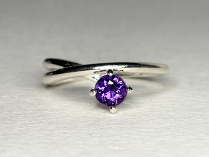 Arizona Amethyst Four Peaks Bypass Ring Sterling Silver 5mm size 6.75 - NewLifeJewelryVault