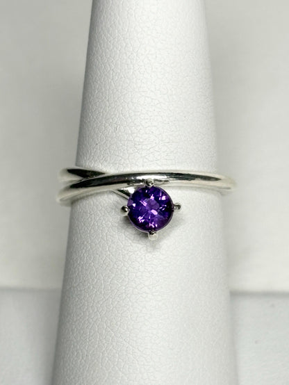 Arizona Amethyst Four Peaks Bypass Ring Sterling Silver 5mm size 6.75 - NewLifeJewelryVault