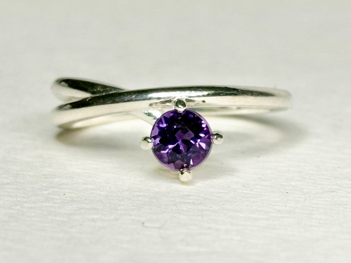 Arizona Amethyst Four Peaks Bypass Ring Sterling Silver 5mm size 6.75 - NewLifeJewelryVault