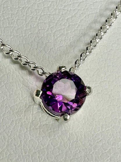 Four Peaks Amethyst from Arizona Solitaire Necklace Sterling Silver 4mm 18" - NewLifeJewelryVault